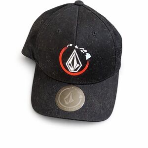 Volcom Black Hat with Red and White Emblem